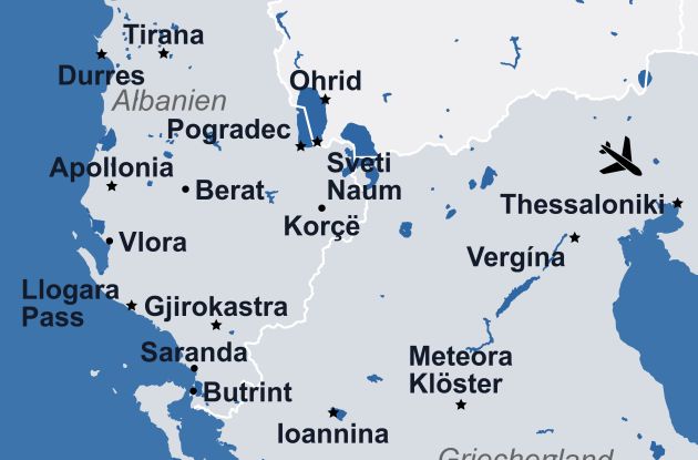 Karte Nord Griechenland Albanien 2026