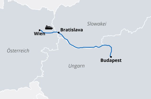 Karte Ms Nestroy Kurzkreuzfahrt Wien Bratislava Budapest Wien 2026