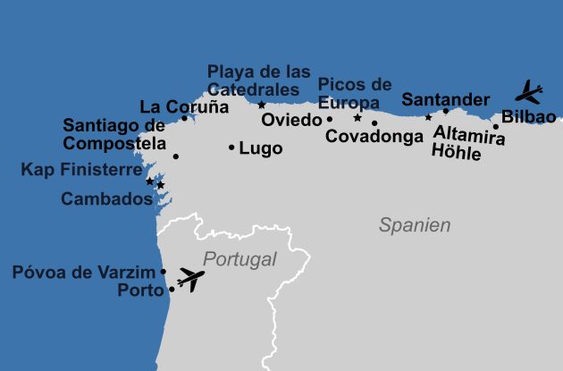 Karte Nordspanien 2026